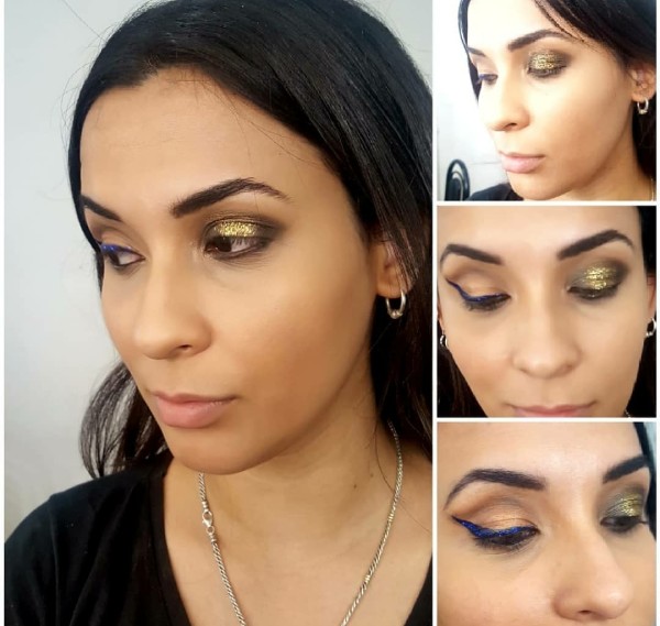 Clase de maquillaje, delineado, aplicación de partículas